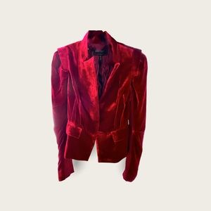 ♥️ BCBGMaxAzria Maxine Dark Sangria Velvet Blazer ♥️